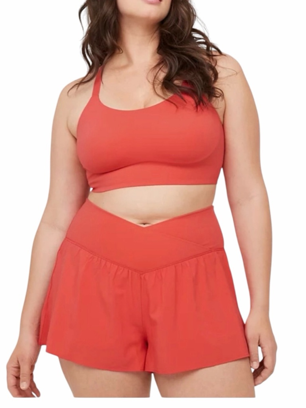 Aerie Offline Red-Orange Cross‎ Over Waist Band Short